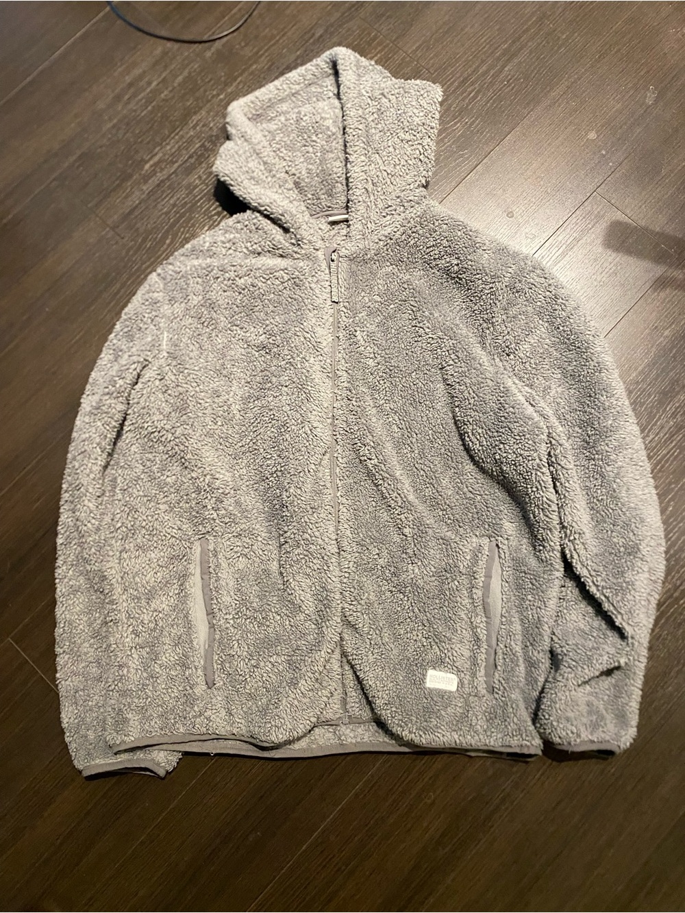 Women's Gray Curly Faux Fur Zip-Up Hollister Jacket XL